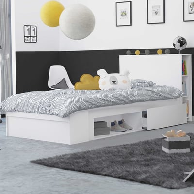 Lit d'enfant Orphee - 90x200cm - avec rangment - blanc