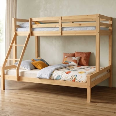 Lit superposé Sven - 90x200 & 140x200cm - 3 personnes - bois de pin massif