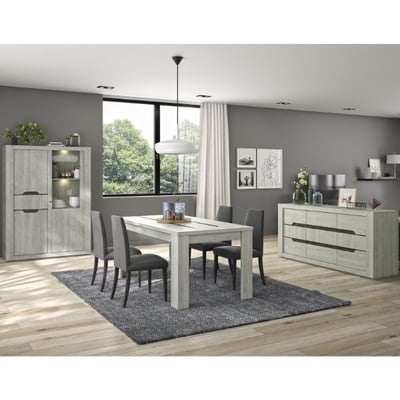 Ensemble de salle à manger Lanthe | table à rallonges, vitrine et buffet | Chêne Laguna design