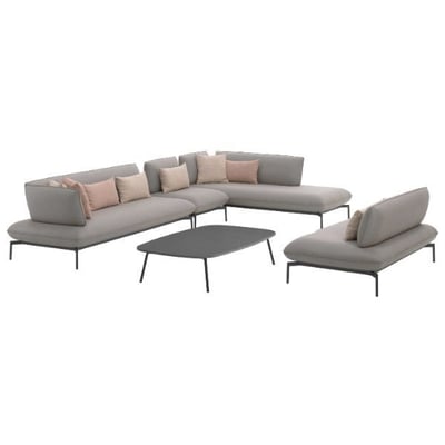 Ensemble de salon de jardin Todo | Canapé trois places, fauteuil, fauteuil de relaxation, canapé deux places et table basse | Gris clair Ensemble de salon de jardin Todo | Canapé trois places, fauteuil, fauteuil de relaxation, canapé deux places et table basse | Gris clair