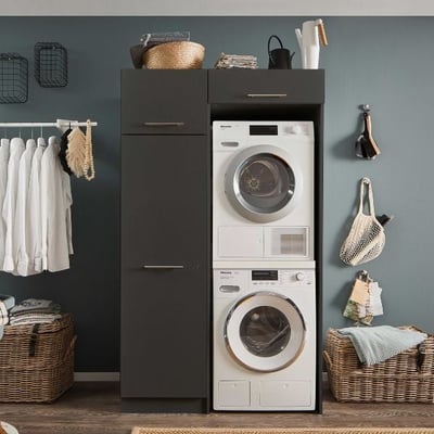 Combinaison d'armoires pour lave-linge Laundreezy | 118 x 68 x 200 cm | Anthracite Combinaison d'armoires pour lave-linge Laundreezy | 118 x 68 x 200 cm | Anthracite