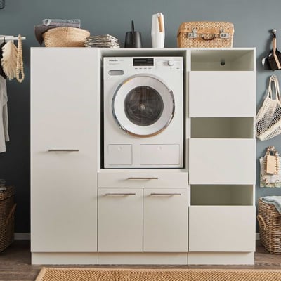 Combinaison d'armoires pour lave-linge Laundreezy | 168 x 68 x 162 cm | Blanc