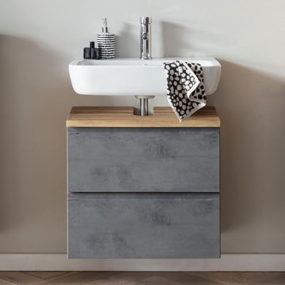 Meuble lavabo Varese | 60 x 47 x 56 cm | Wotan Oak / Concrete colour Meuble lavabo Varese | 60 x 47 x 56 cm | Wotan Oak / Concrete colour