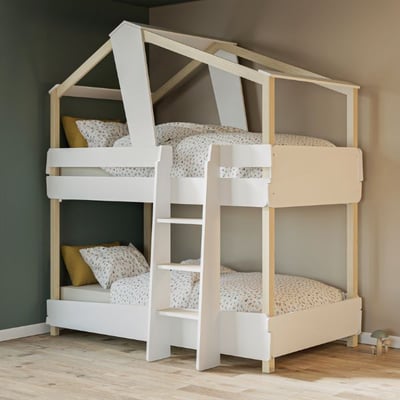 Lit superposé enfant Timber | 200 x 112,3 x 206 cm | Blanc