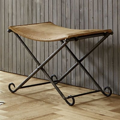 Tabouret pliant | 58 x 50 x 49 cm | Cuir véritable Tabouret pliant | 58 x 50 x 49 cm | Cuir véritable