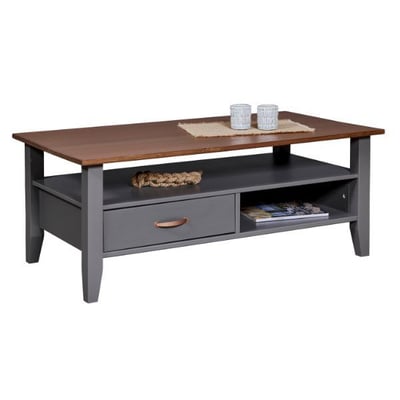 Table basse Luzerna | 115 x 45 x 60 | Avec tiroir et compartiment de rangement | Couleur : Gris