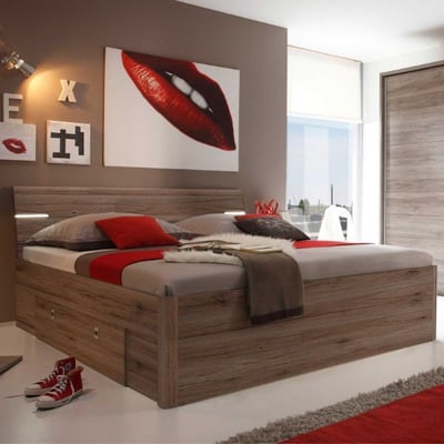 Lit double Mars | 180 x 200 cm | Walnut Brown design Lit double Mars | 180 x 200 cm | Walnut Brown design