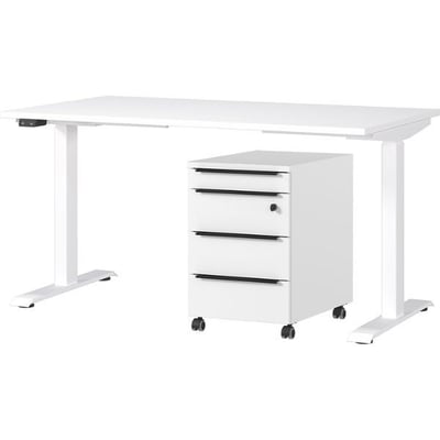 Ensemble de bureau Hermoso | Table de bureau et commode | Blanc
