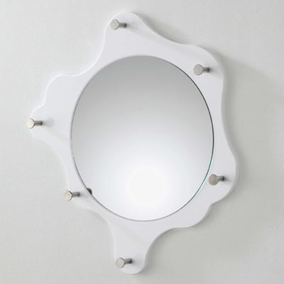 Miroir mural avec 6 crochets | Ø38 x 5 cm | Blanc Miroir mural avec 6 crochets | Ø38 x 5 cm | Blanc
