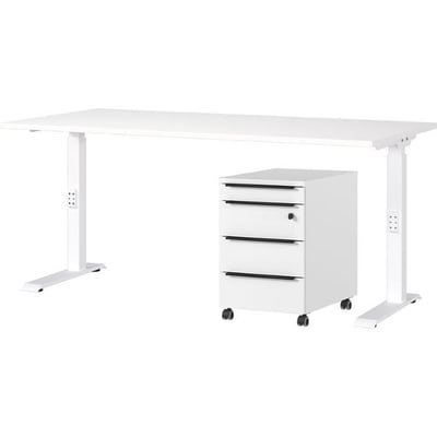 Ensemble de bureau Hermoso | Table de bureau et commode | Blanc Ensemble de bureau Hermoso | Table de bureau et commode | Blanc