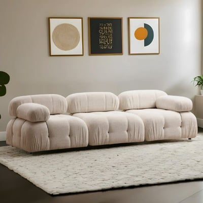 Canapé trois places Del Sofa | 288 x 95 x 75 cm | Design crème