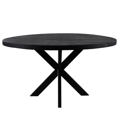 Table à manger Geraldton 140cm ronde bois de manguier - noir