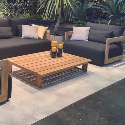 Table basse Raphael Gescova - Bois de teck 140x90x25 cm - Brun