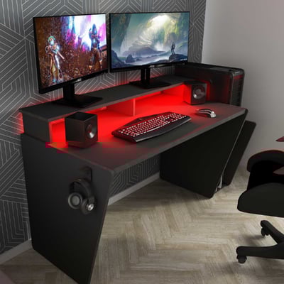 Bureau gaming Yannick 150x70x85cm panneaux de particules - anthracite Bureau gaming Yannick 150x70x85cm panneaux de particules - anthracite