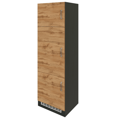 Armoire de cuisine pour réfrigérateur Sorrella 60cm 3 portes - chêne/graphite Armoire de cuisine pour réfrigérateur Sorrella 60cm 3 portes - chêne/graphite