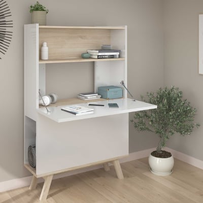 Vaisselier Ginger- 142cm, 1 porte abbatante, 2 compartiments ouverts-blanc/chêne Vaisselier Ginger- 142cm, 1 porte abbatante, 2 compartiments ouverts-blanc/chêne