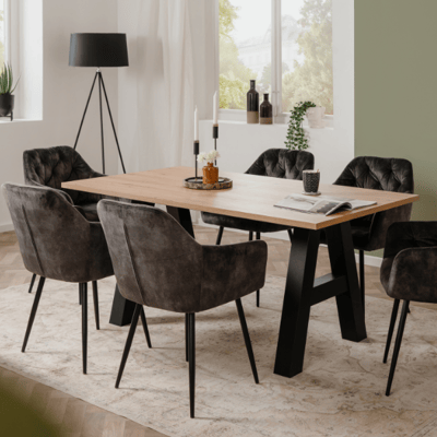 Table à manger Frauke 157/240 x 90 cm-chêne artisanal/noir Table à manger Frauke 157/240 x 90 cm-chêne artisanal/noir