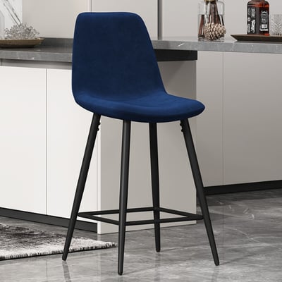 Tabouret de bar Jani-velours bleu foncé