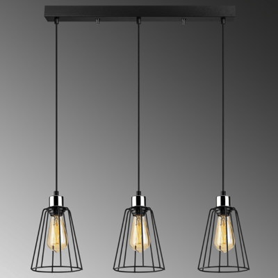 Opviq Lustre | 64x15cm Corps en métal | Hauteur ajustable | 3xE27 Max 40W | IP20 | Noir Opviq Lustre | 64x15cm Corps en métal | Hauteur ajustable | 3xE27 Max 40W | IP20 | Noir