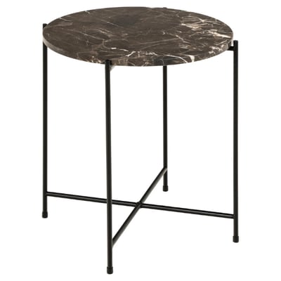 Table d'appoint Avila Ø42 cm - marbre brun/noir Table d'appoint Avila Ø42 cm - marbre brun/noir