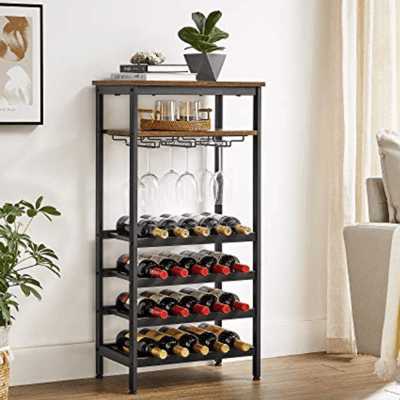 Support à vin, 20 bouteilles, support à vin, support à verre, style industriel Support à vin, 20 bouteilles, support à vin, support à verre, style industriel