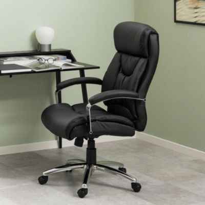 Chaise de bureau Tobe avec accoudoirs - similicuir noir