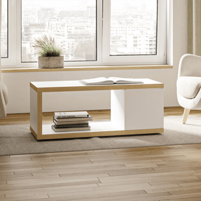 Table basse Bérinne-blanc/contreplaqué Table basse Bérinne-blanc/contreplaqué