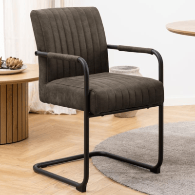 Chaise cantilever Adinda avec accoudoir - anthracite/noir