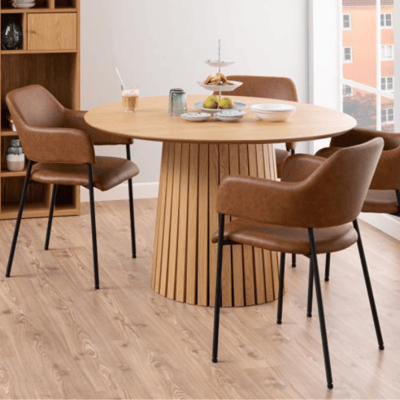 Table à manger ronde Krishna Ø120cm - placage de chêne