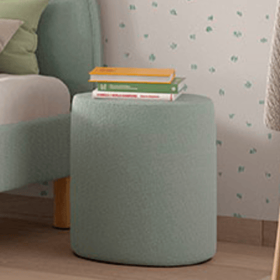 Tabouret Moon - 41x41x41,5 cm - Tissu bouclé vert 