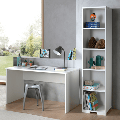 Combinaison London avec bureau et bibliothèque-blanc Combinaison London avec bureau et bibliothèque-blanc