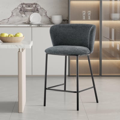 Tabouret de bar en tissu gris foncé Arthur | Pieds en métal | 88.5x53x50.5cm Tabouret de bar en tissu gris foncé Arthur | Pieds en métal | 88.5x53x50.5cm
