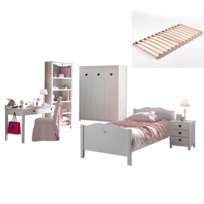 Combinaison de chambre d'enfant Amori 7 (sommier à lattes incl.)-blanc Combinaison de chambre d'enfant Amori 7 (sommier à lattes incl.)-blanc