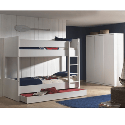 Lit superposé avec tiroir de lit+armoire à 3 portes Lara-blanc Lit superposé avec tiroir de lit+armoire à 3 portes Lara-blanc