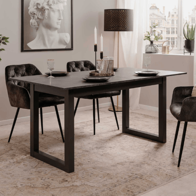Table à manger extensible Sunyah 160/200 x 90cm - anthracite Table à manger extensible Sunyah 160/200 x 90cm - anthracite