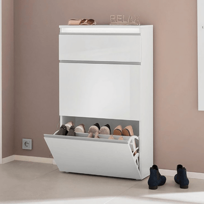 Armoire à chaussures Avada | 60 x 26,5 x 108 cm | High Gloss White Armoire à chaussures Avada | 60 x 26,5 x 108 cm | High Gloss White