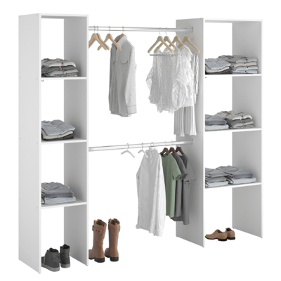 Armoire Botan 196cm, 6 étagères & 2 tringles à vêtements - blanc Armoire Botan 196cm, 6 étagères & 2 tringles à vêtements - blanc