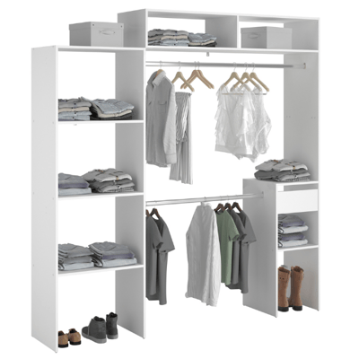 Armoire Botan 140-198cm, 4 étagères, 2 tringles, 1 tiroir - blanc Armoire Botan 140-198cm, 4 étagères, 2 tringles, 1 tiroir - blanc
