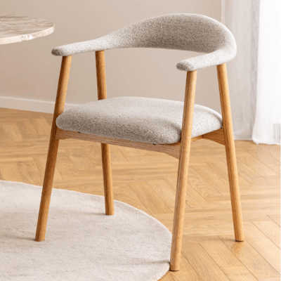 Chaise de salle à manger Addi - bois chêne, tissu - beige