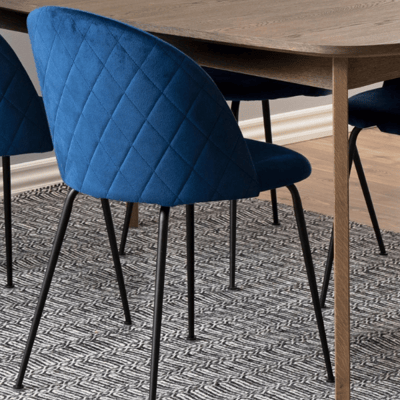 Chaise de salle à manger Isa - velours - bleu foncé Chaise de salle à manger Isa - velours - bleu foncé
