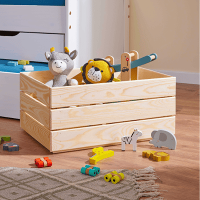 Boîte empilable Valloni | 51 x 31,5 x 23 | Bois de pin | Couleur : Pin