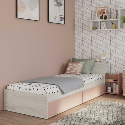Lit simple Kazim 90x190 cm-pin/rose Lit simple Kazim 90x190 cm-pin/rose