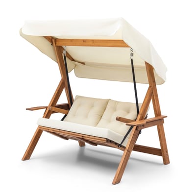 Chaise à bascule Thibono - 120x160x195 cm - Pin/crème Chaise à bascule Thibono - 120x160x195 cm - Pin/crème