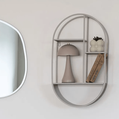 Étagère murale ovale en acier gris Feira 35x15x60 cm Étagère murale ovale en acier gris Feira 35x15x60 cm