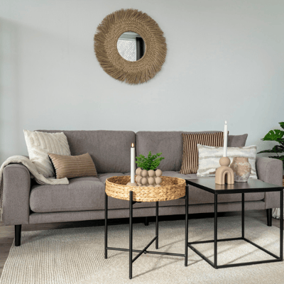 Lido Stone 3 Seater Sofa with Black Wood Legs (Canapé 3 places en pierre avec pieds en bois noir) Lido Stone 3 Seater Sofa with Black Wood Legs (Canapé 3 places en pierre avec pieds en bois noir)