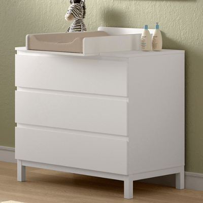 Commode Eva - 98x72x104cm - 3 tiroirs - avec planche à langer - blanc