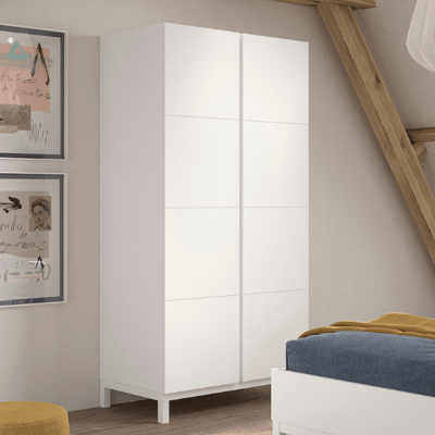 Armoire Eva - 98x58x196cm - 2 portes - blanc