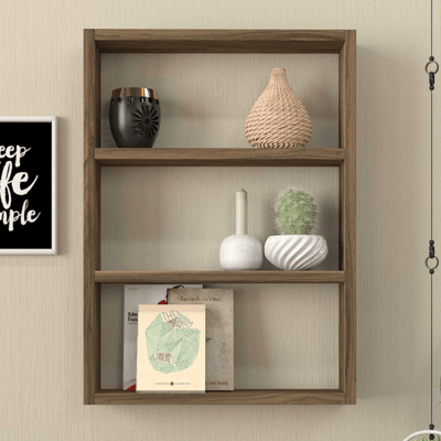 Etagère murale Hardy - 44x9x60cm - décor noyer