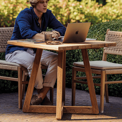 Table de jardin Ella - 80x80x75cm - bois teck recyclé