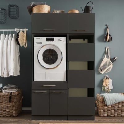 Combinaison d'armoires pour lave-linge Laundreezy | 118 x 68 x 200 cm | Anthracite Combinaison d'armoires pour lave-linge Laundreezy | 118 x 68 x 200 cm | Anthracite